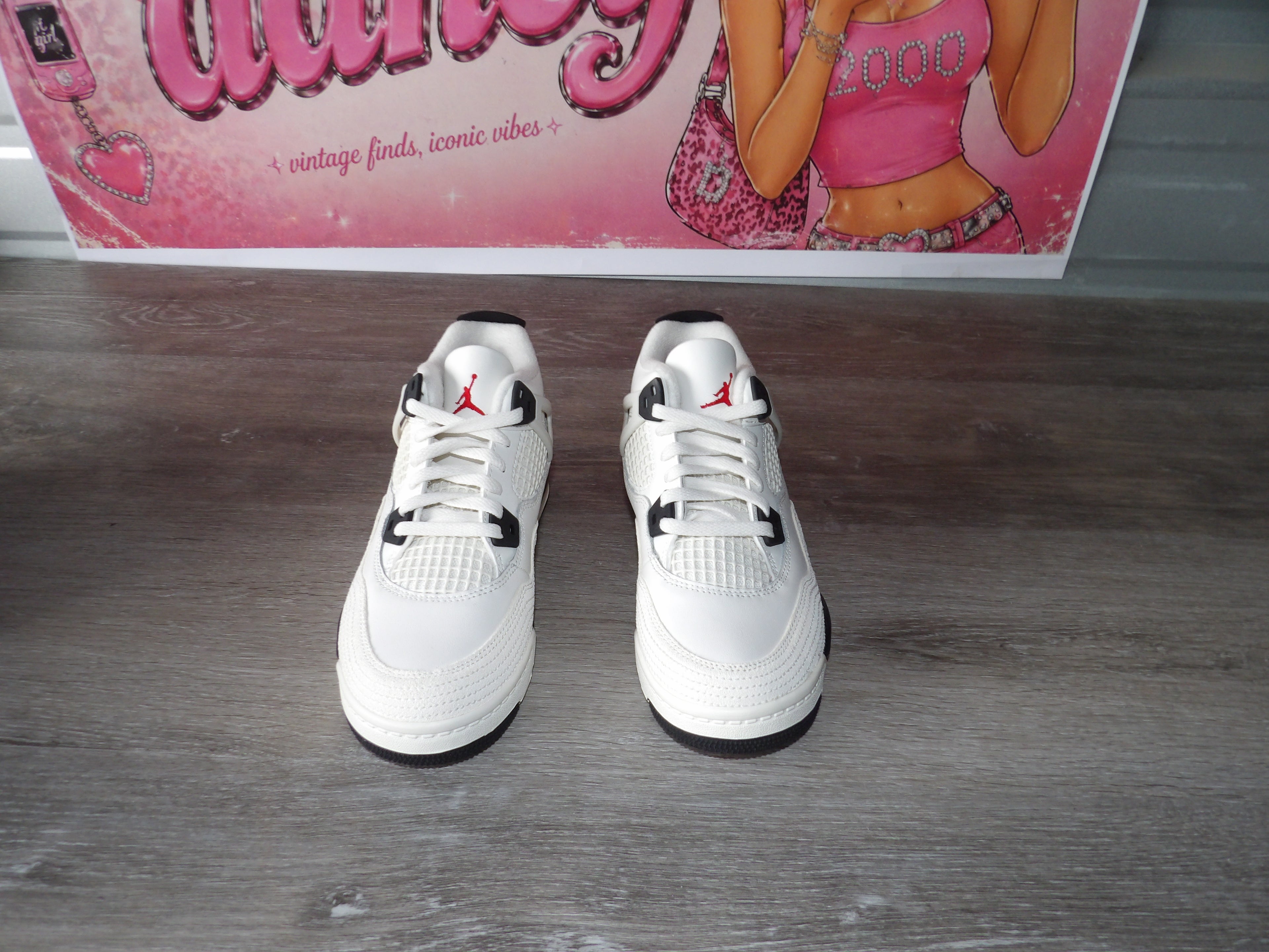 Nike Jordan 4 Retro OG FC (PS) Shoes – Sail/Black/University Red (Size US 2.5Y)