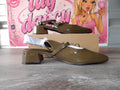 Coutgo Women's Slingback Chunky Block Heels – Olive Green (Size US 8.5)
