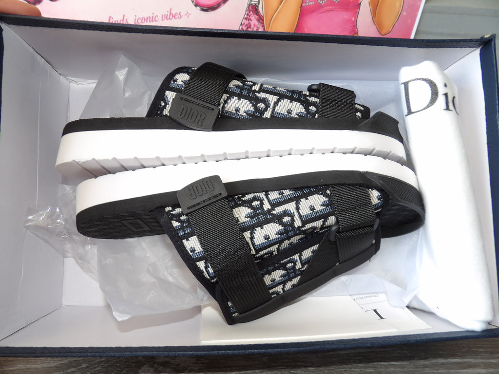 Dior Alpha Oblique Sandals – Black/White (Size 8.5)