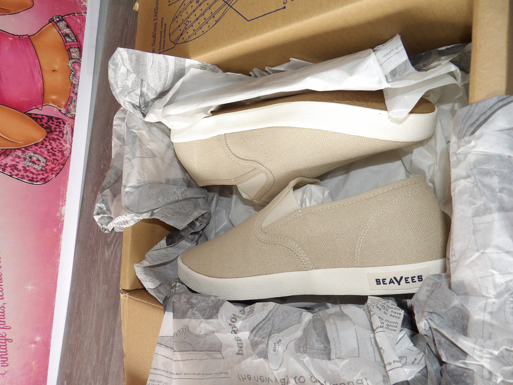 SeaVees Women's Baja Slip On Sneaker – Natural Linen (Size US 9.5)