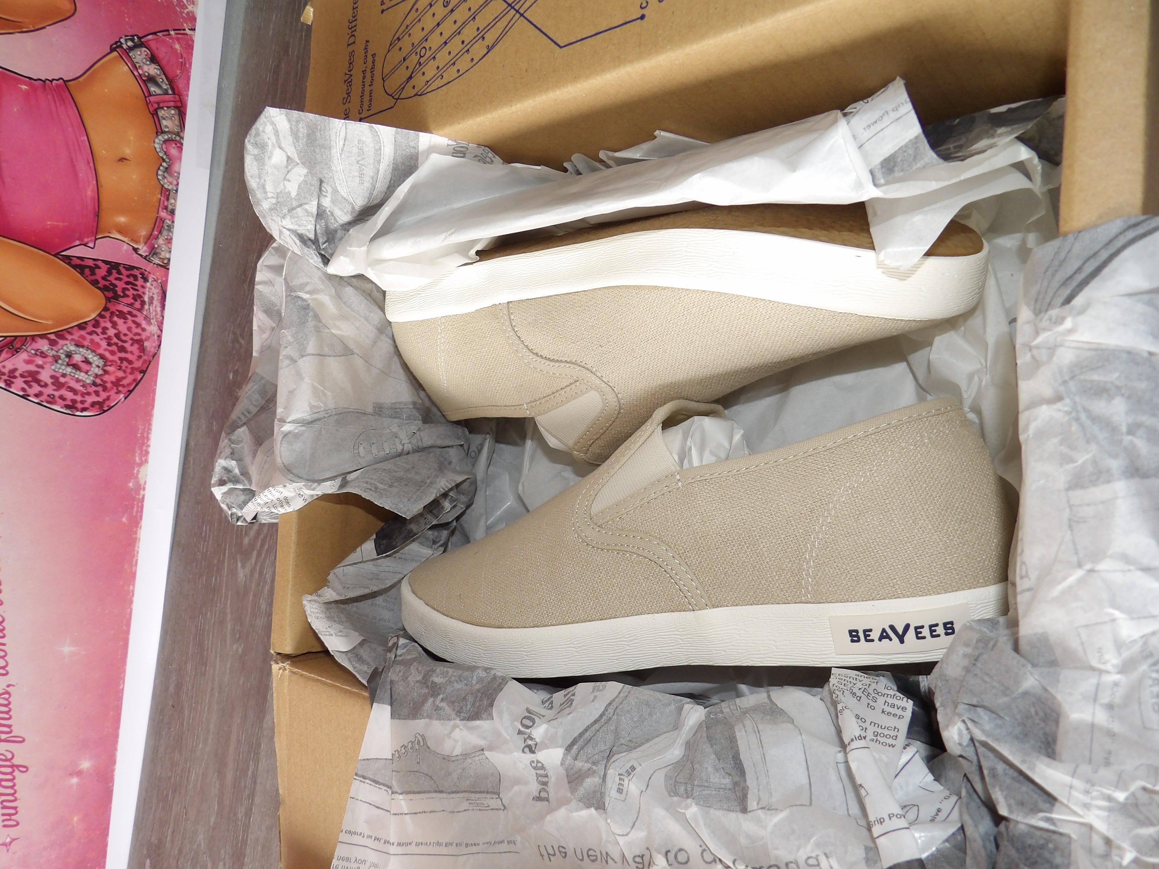 SeaVees Women's Baja Slip On Sneaker – Natural Linen (Size US 9.5)