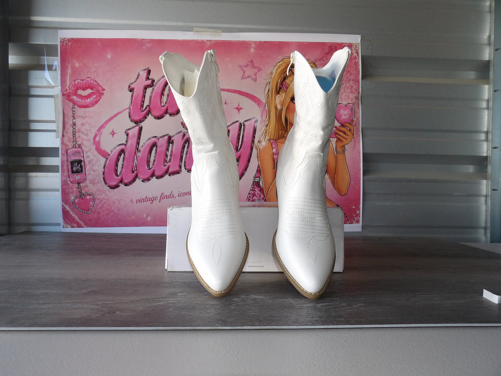 Dream Pairs Women's Cowboy Boots – White (Size US 8)