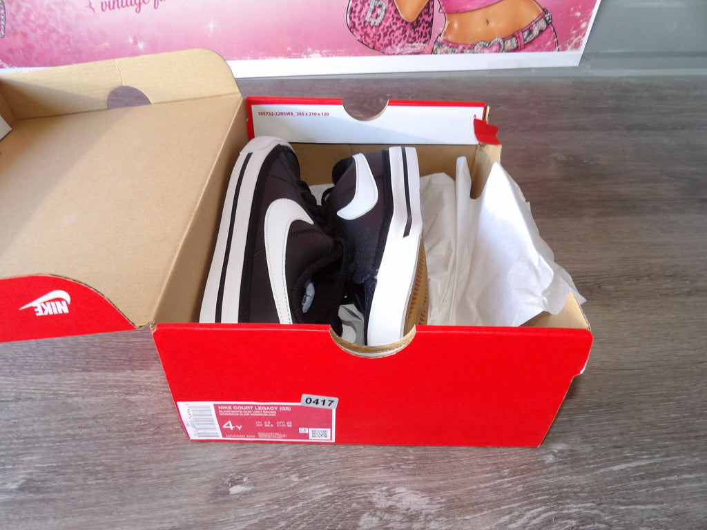 Nike Court Legacy (GS) – Black/White (Size US 4Y)