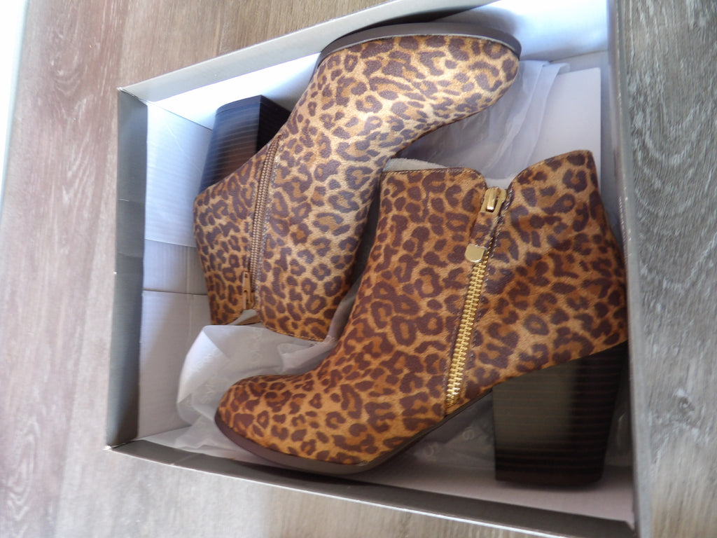 Style&Co Masrinaa Leopard Print Ankle Booties – Leopard (Brown/Tan) (Size US 8)