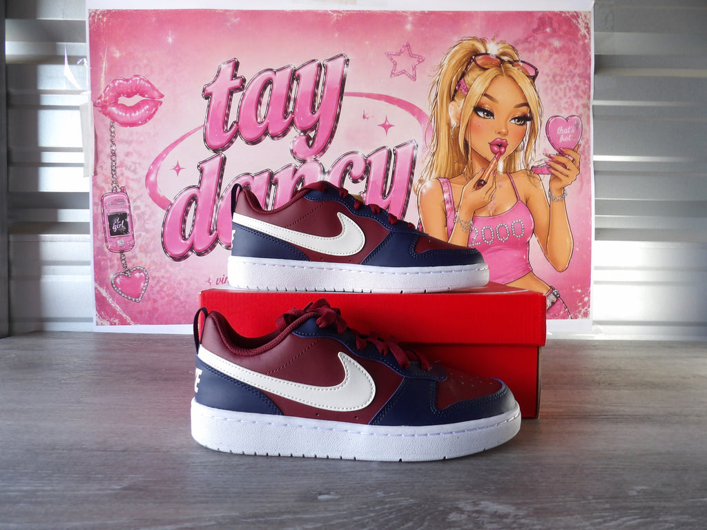 Nike Court Borough Low Recraft (GS) – Bugundy/Navy (Size US 5Y)