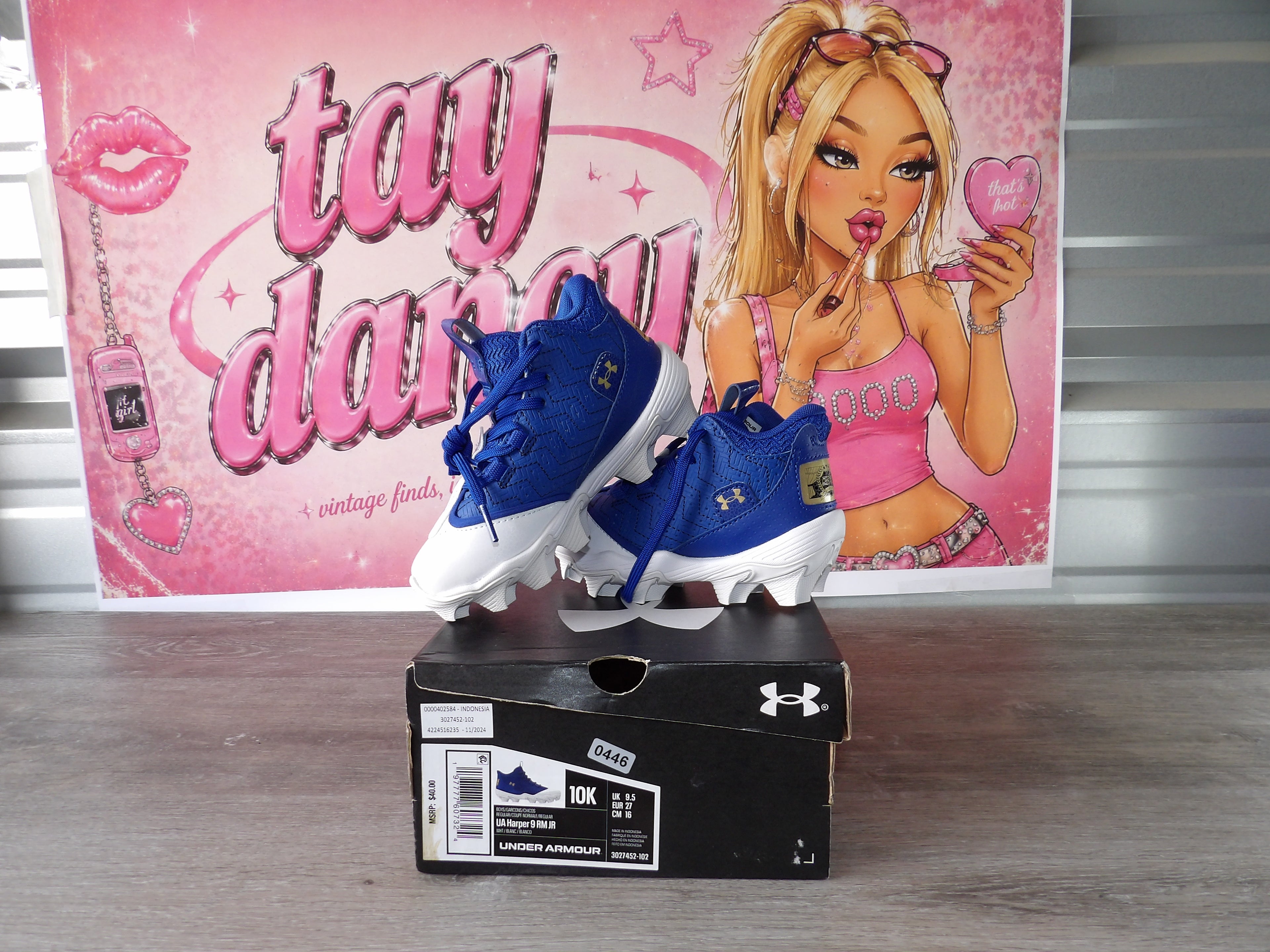 Under Armour Harper 9 RM Jr. Baseball Cleats – Royal Blue (Size 10Y)