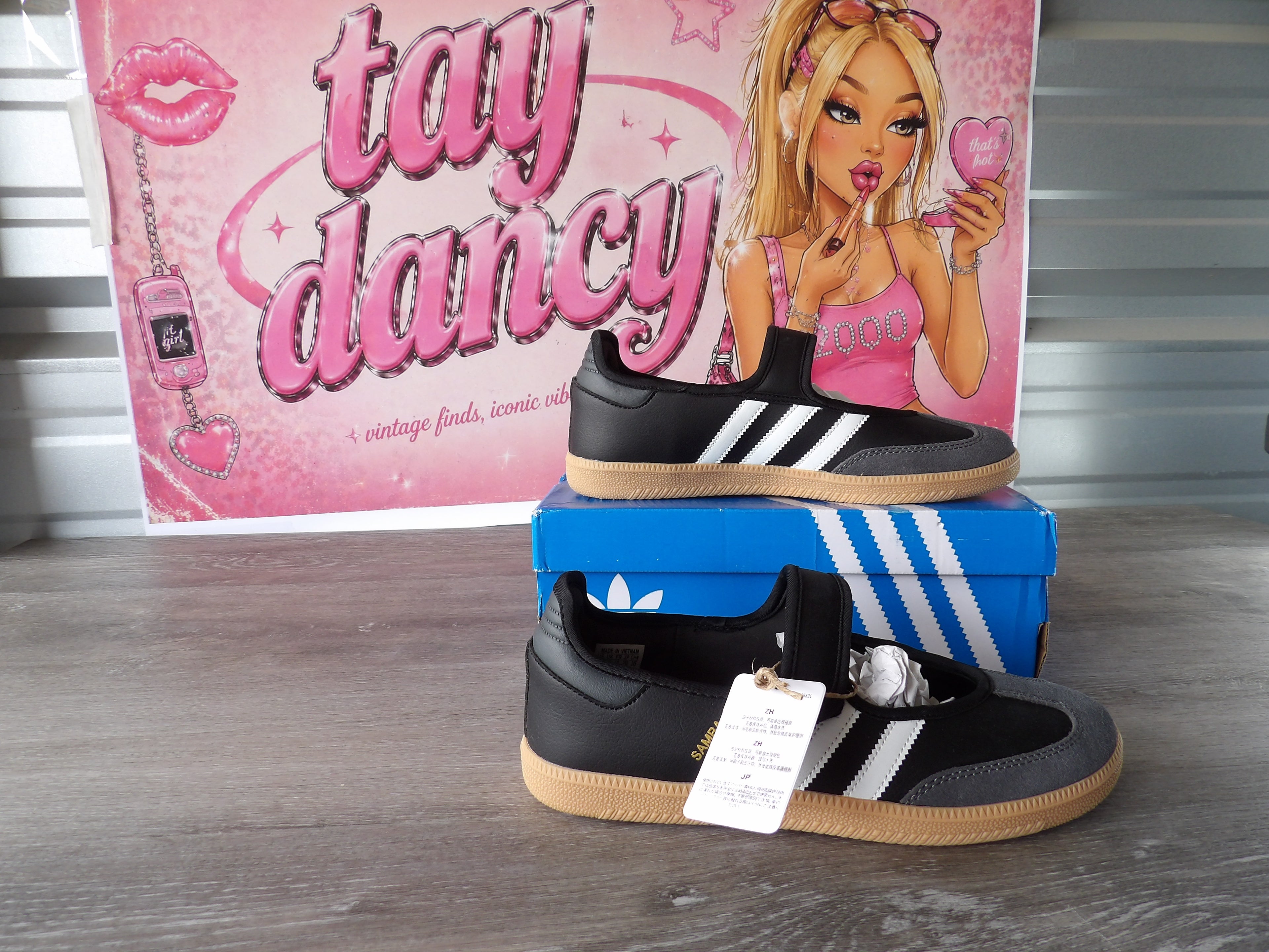 Adidas Samba Jane W Sneakers – Black/White/Gum Light Brown (Size US 7)