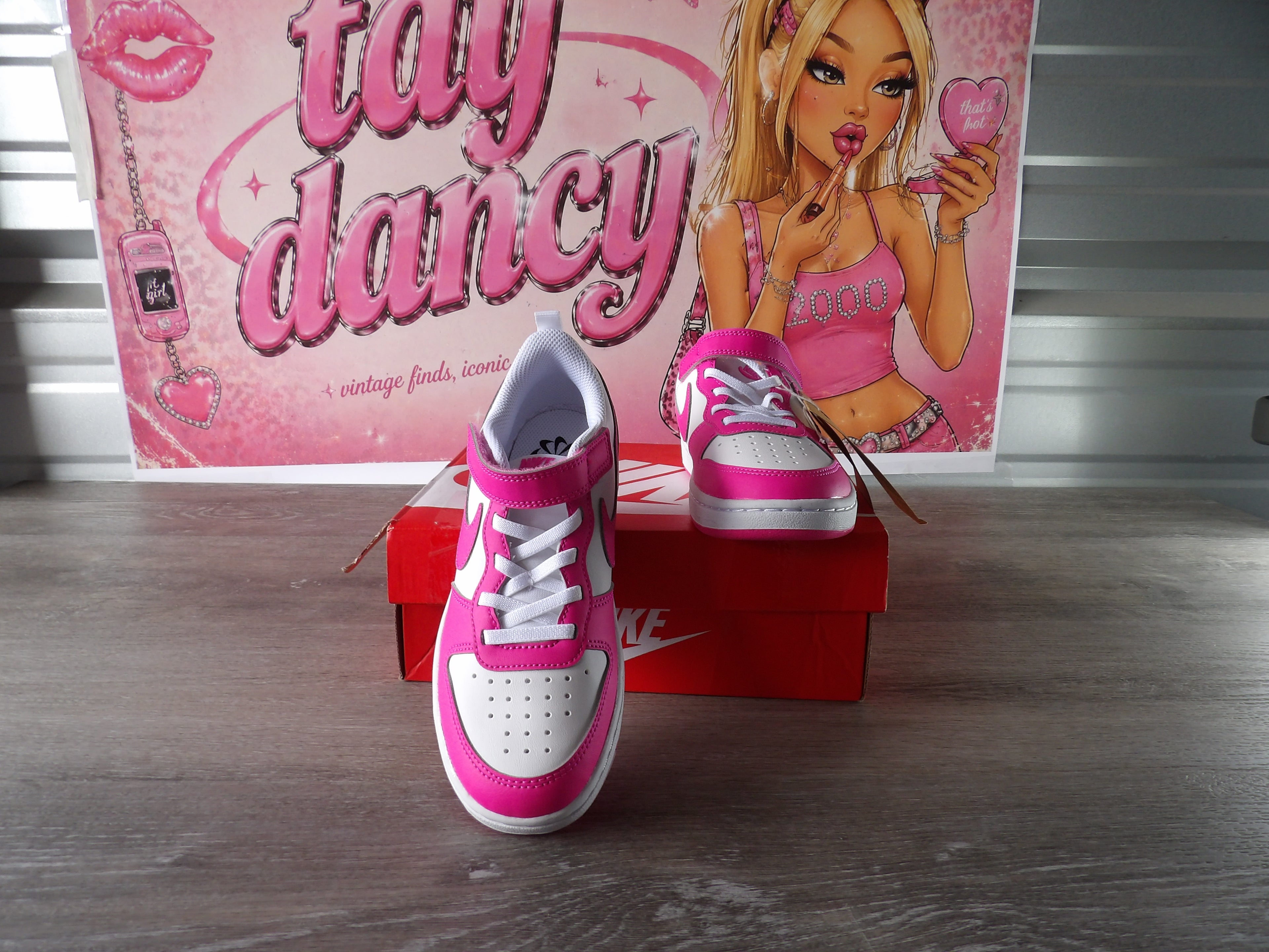 Nike Court Borough Low Recraft Shoes – White/Laser Fuchsia (Size US 1.5Y)
