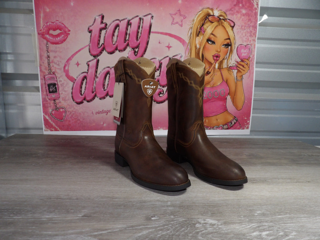 Ariat Heritage Roper Western Boots – Brown Leather (Size US Women's 9.5)