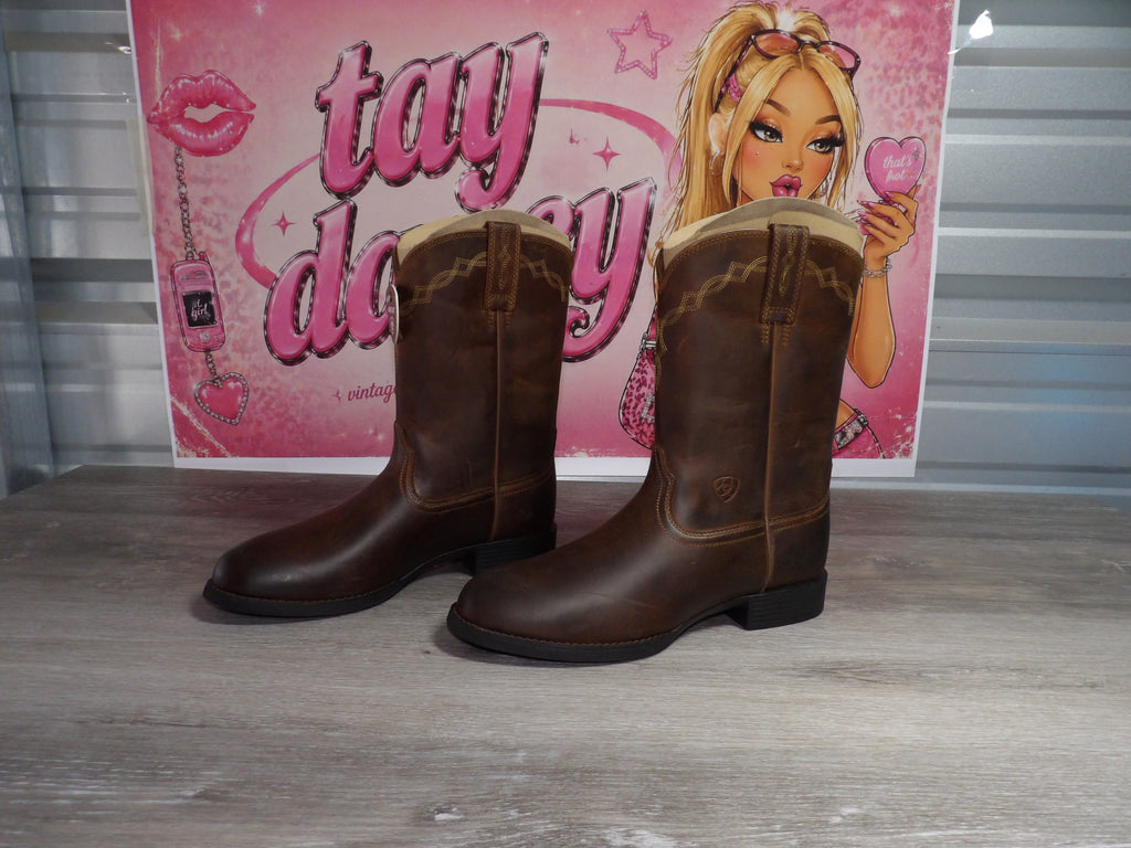 Ariat Heritage Roper Western Boots – Brown Leather (Size US Women's 9.5)