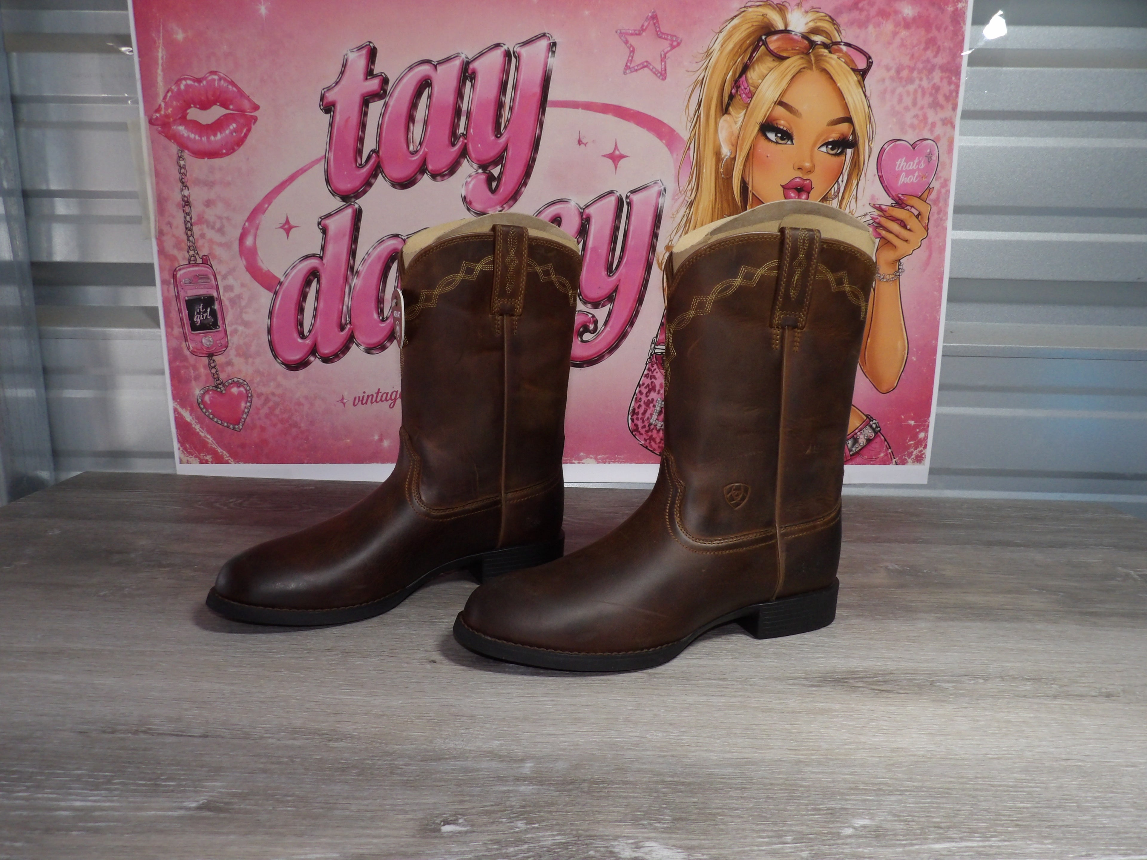 Ariat Heritage Roper Western Boots – Brown Leather (Size US Women's 9.5)