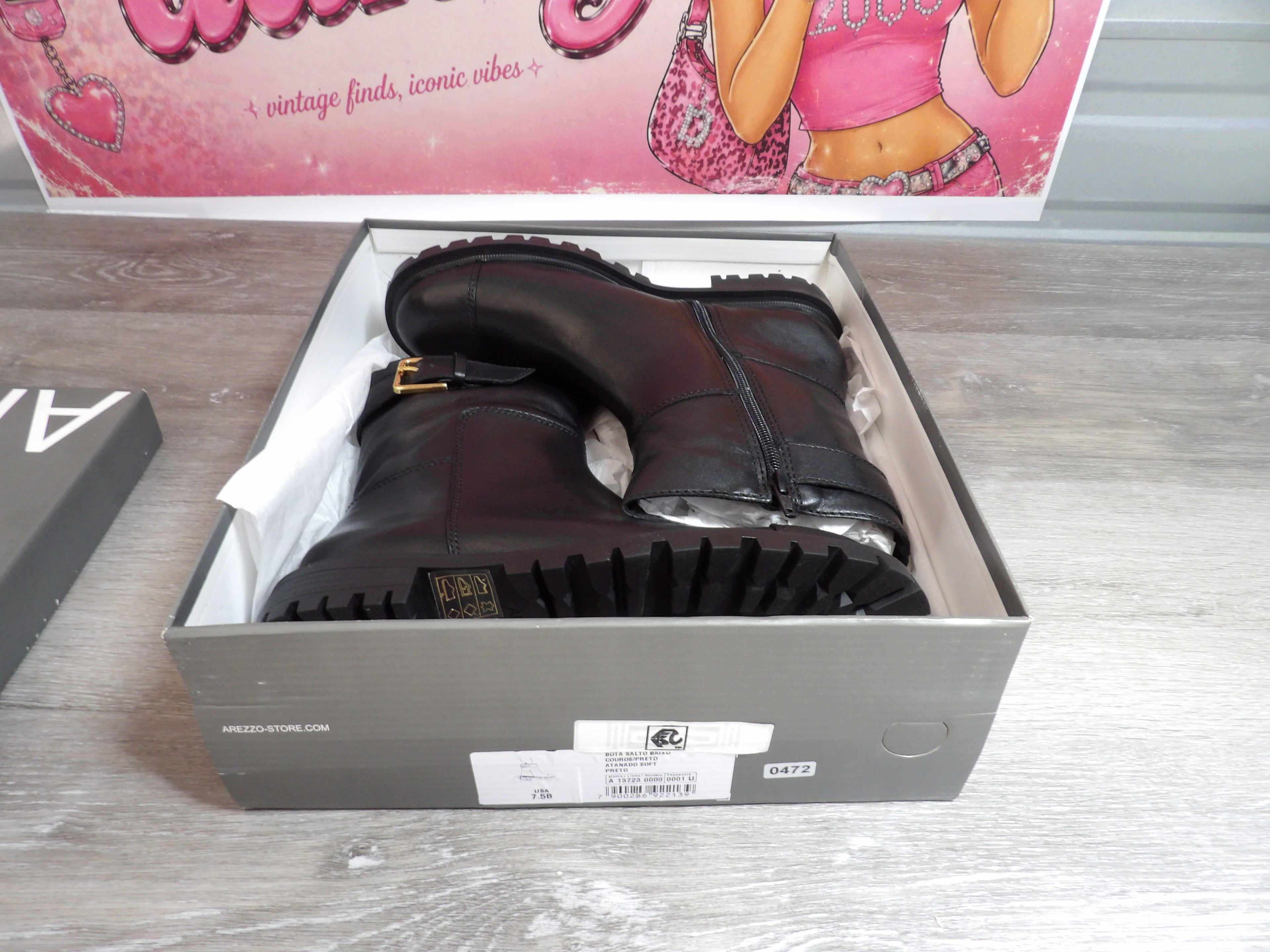 Arezzo Brody Black Leather Booties – Black (Size US 7.5)