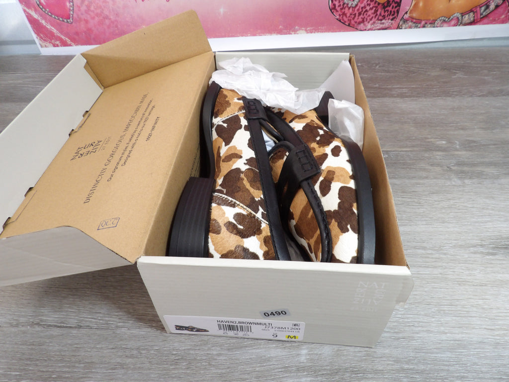 Naturalizer Women's Haven Penny Loafers – Brown/Multi Cow Print/Calf Hair Material (Size EU 9)