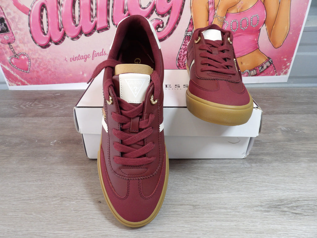 Guess Loui Lace-Up Sneakers – Dark Red (Size US 10)