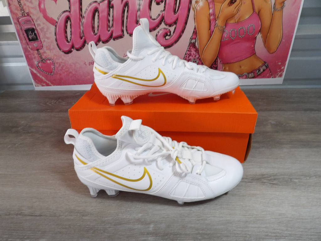 Nike Huarache 9 Varsity LAX Cleats – White/Gold (Size Men's 9.5, Women's 11)