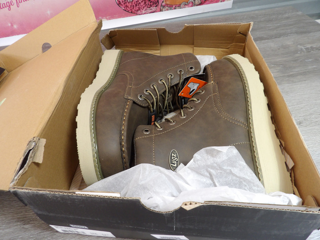 Lugz Men's Monterey Steel Toe Boots – Walnut (Size US 9.5)