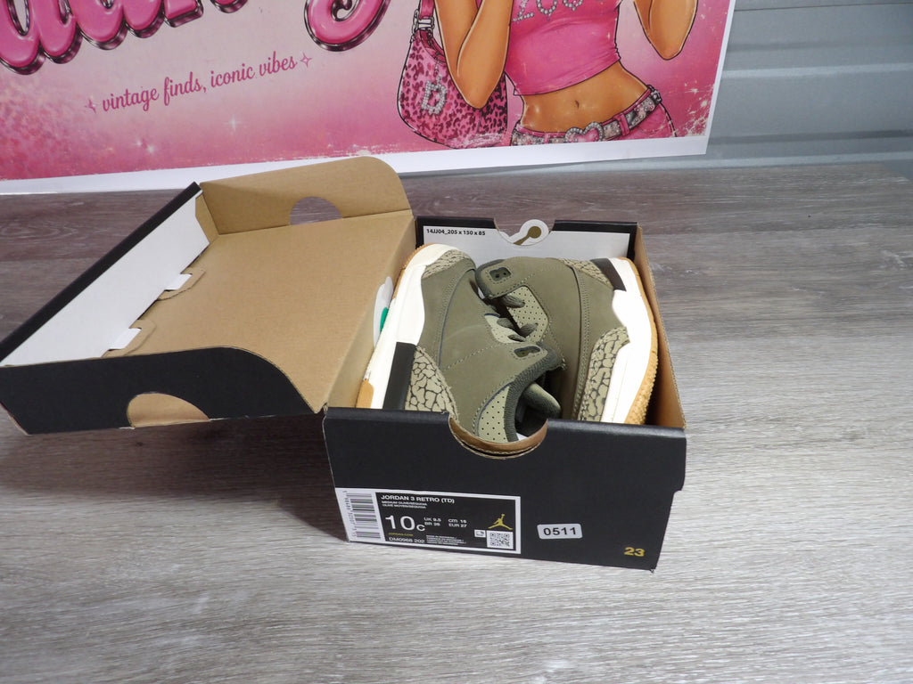 Nike Jordan 3 Retro Toddler – Olive (Size 10C)
