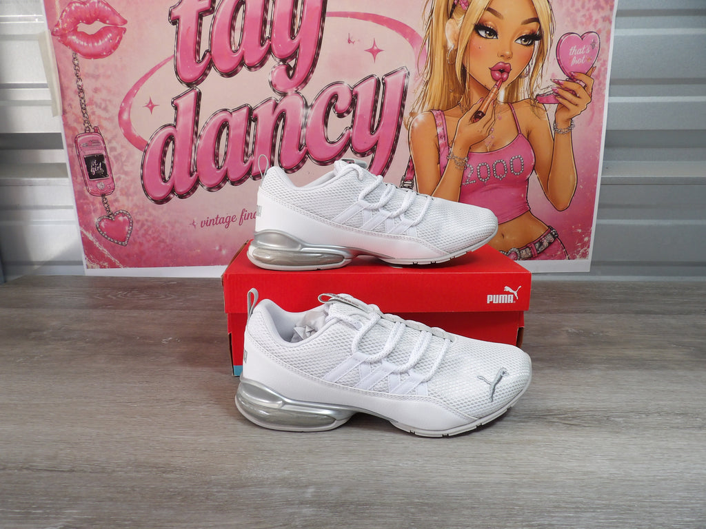 PUMA Riaze Prowl Mod Swirl Women's Sneakers – White/Silver (Size US 7.5)
