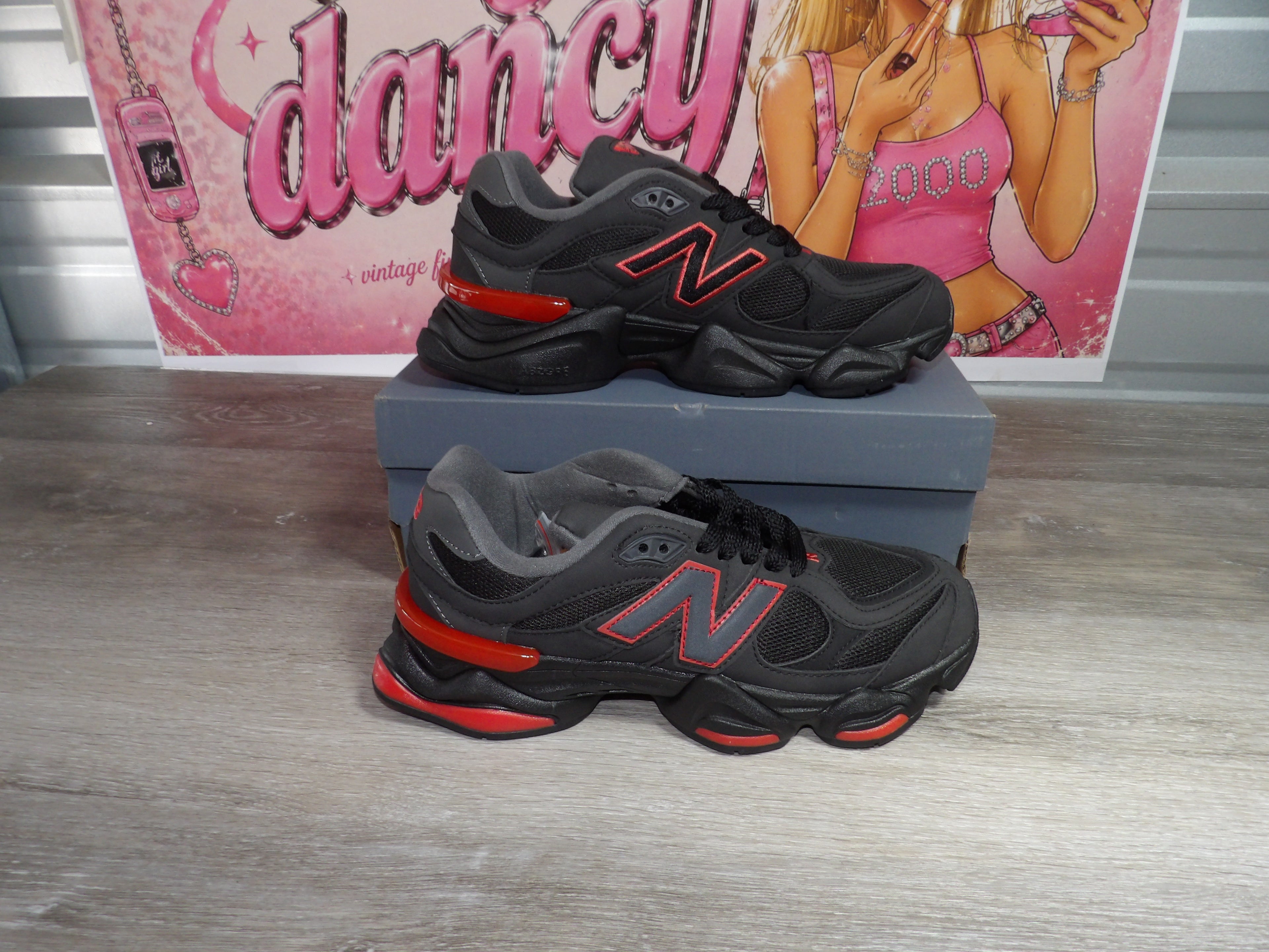 New Balance 9060 Sneakers – Black/Red (Size US Men's 8.5)