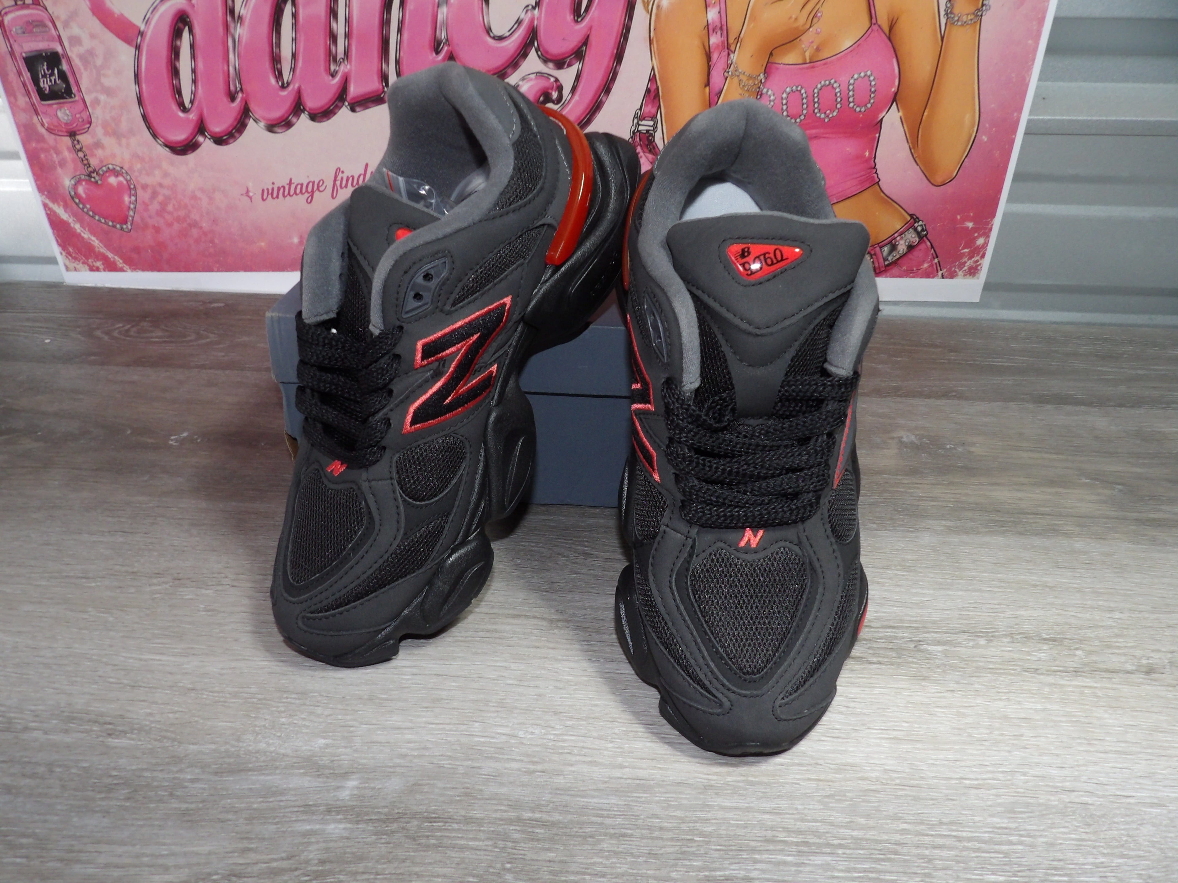 New Balance 9060 Sneakers – Black/Red (Size US Men's 8.5)
