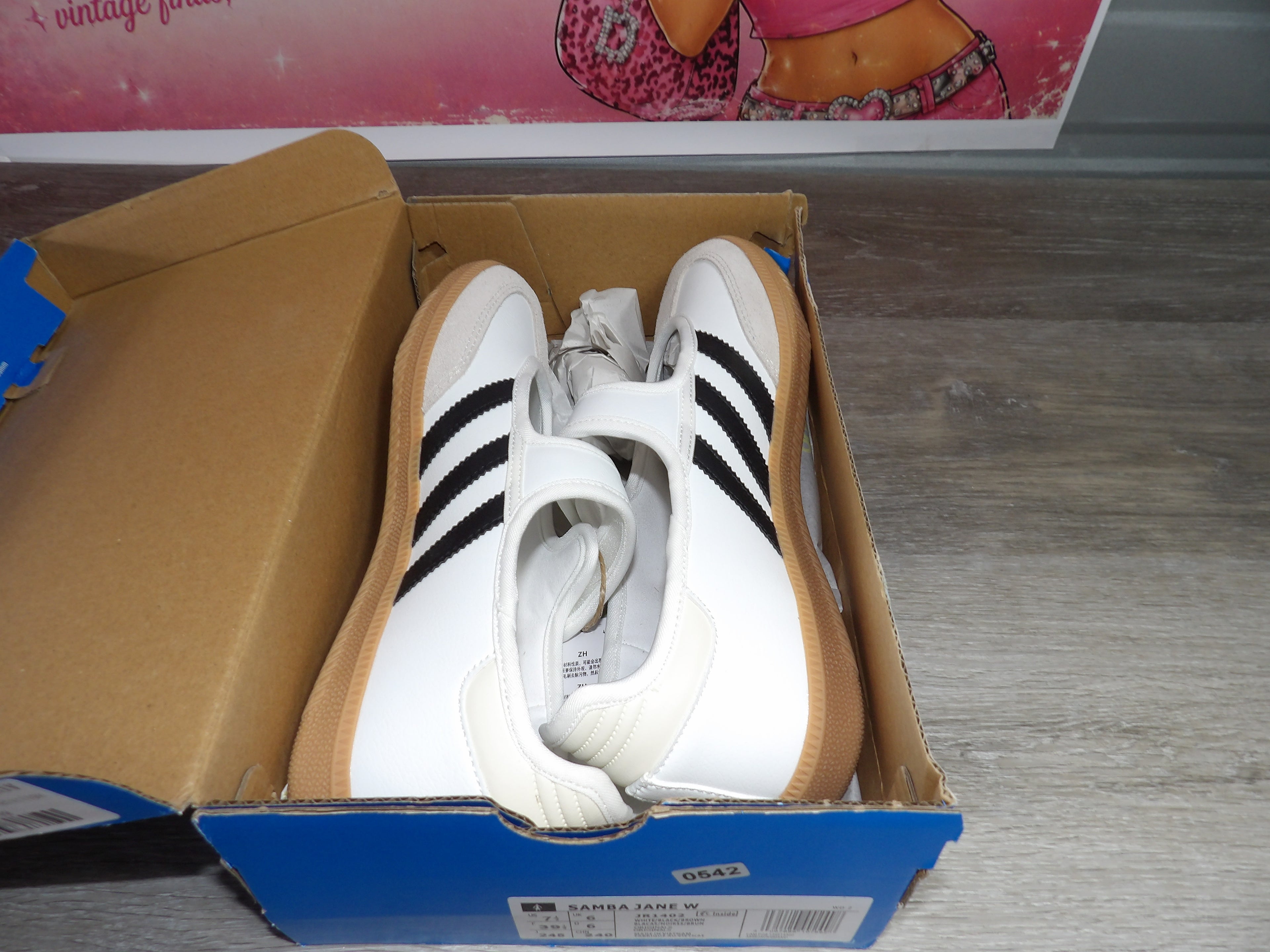 Adidas Samba Jane W Shoes – White Black Gum (Size US 7.5)