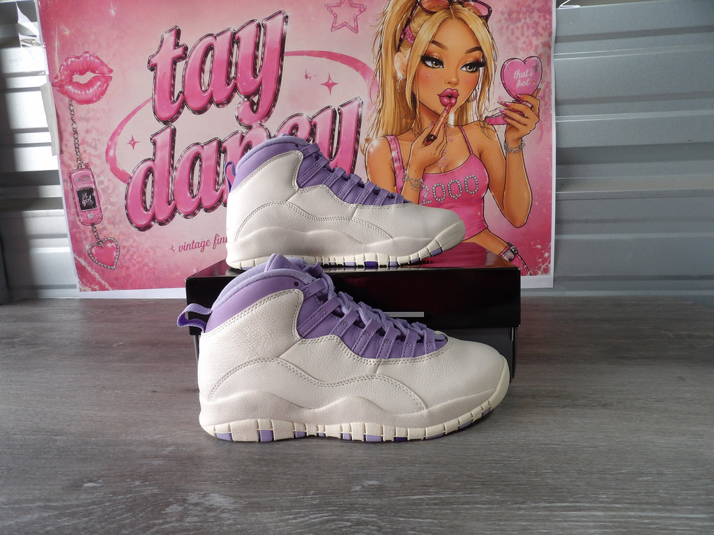 Nike Women's Air Jordan 10 Retro – Chalk/Hydrangea/Wild Grape (Size US 8)