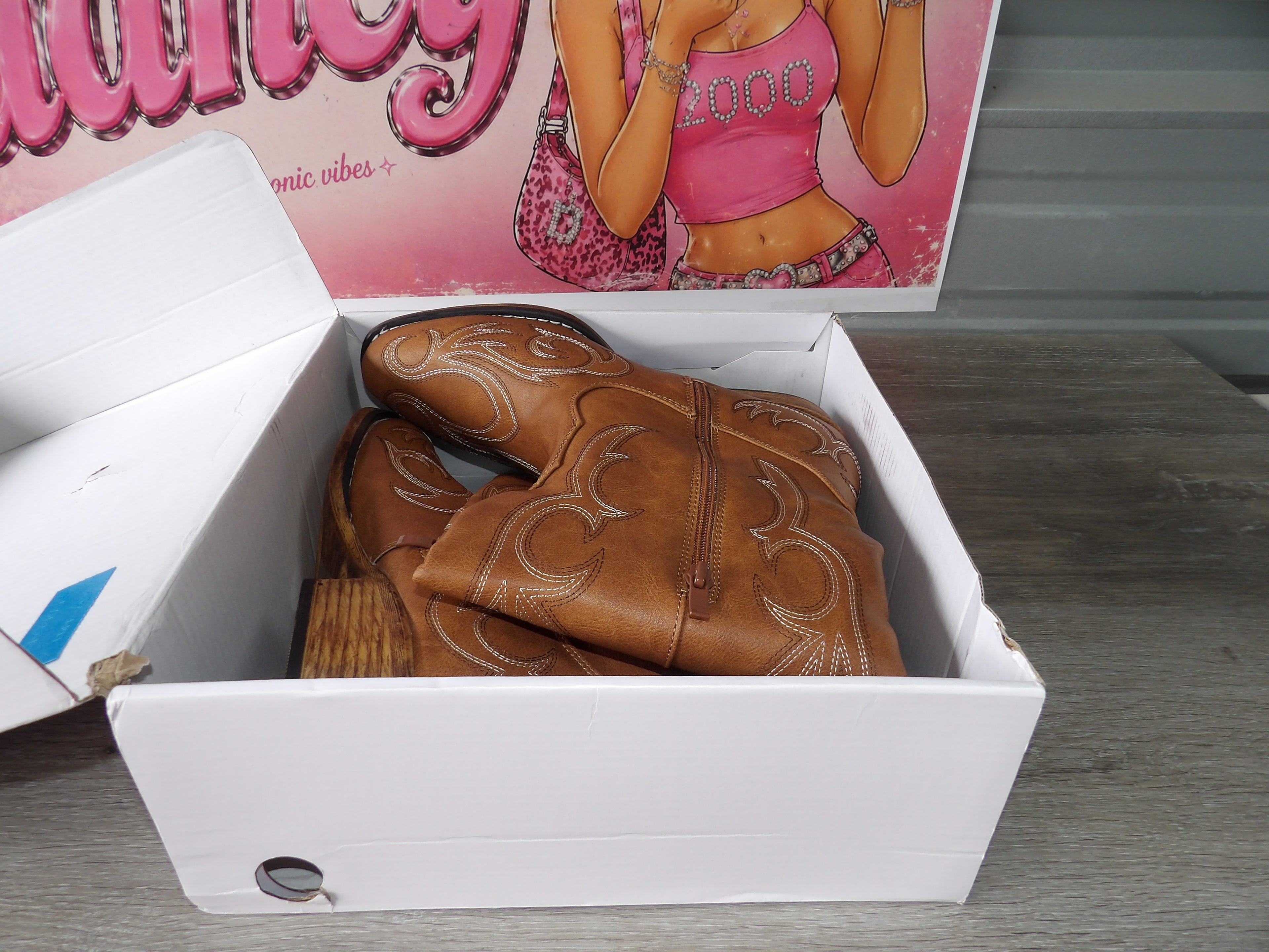 Dream Pairs Mid-Calf Western Boots – Brown (Size US 9)