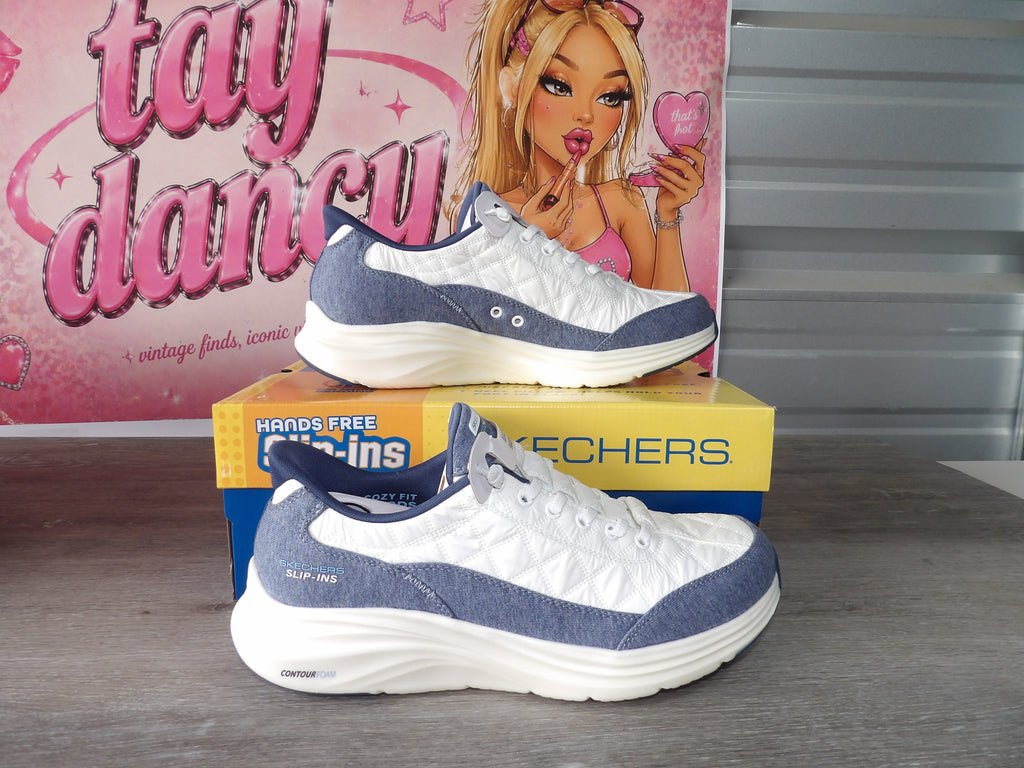 Skechers Contour Form Quiet Luxury Sneakers – Navy, White (Size US 10)