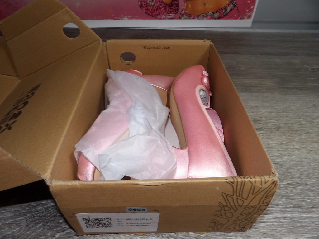 Mystery Pink Satin Ballerina Heels – Pink (Size US 8.5)