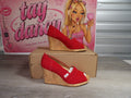 TOMS Women's Classic Wedge Peep-Toe Sandals – Red (Size US 7)