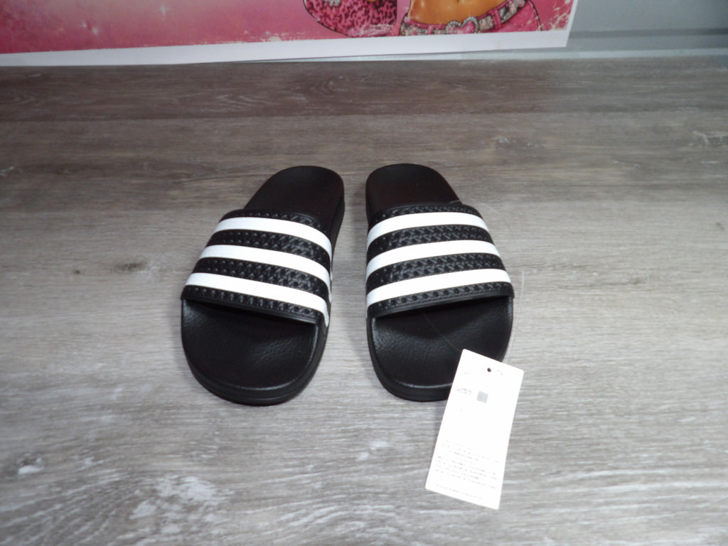 Adidas Classic Original Adilette Slides – Black/White (Size US 5)