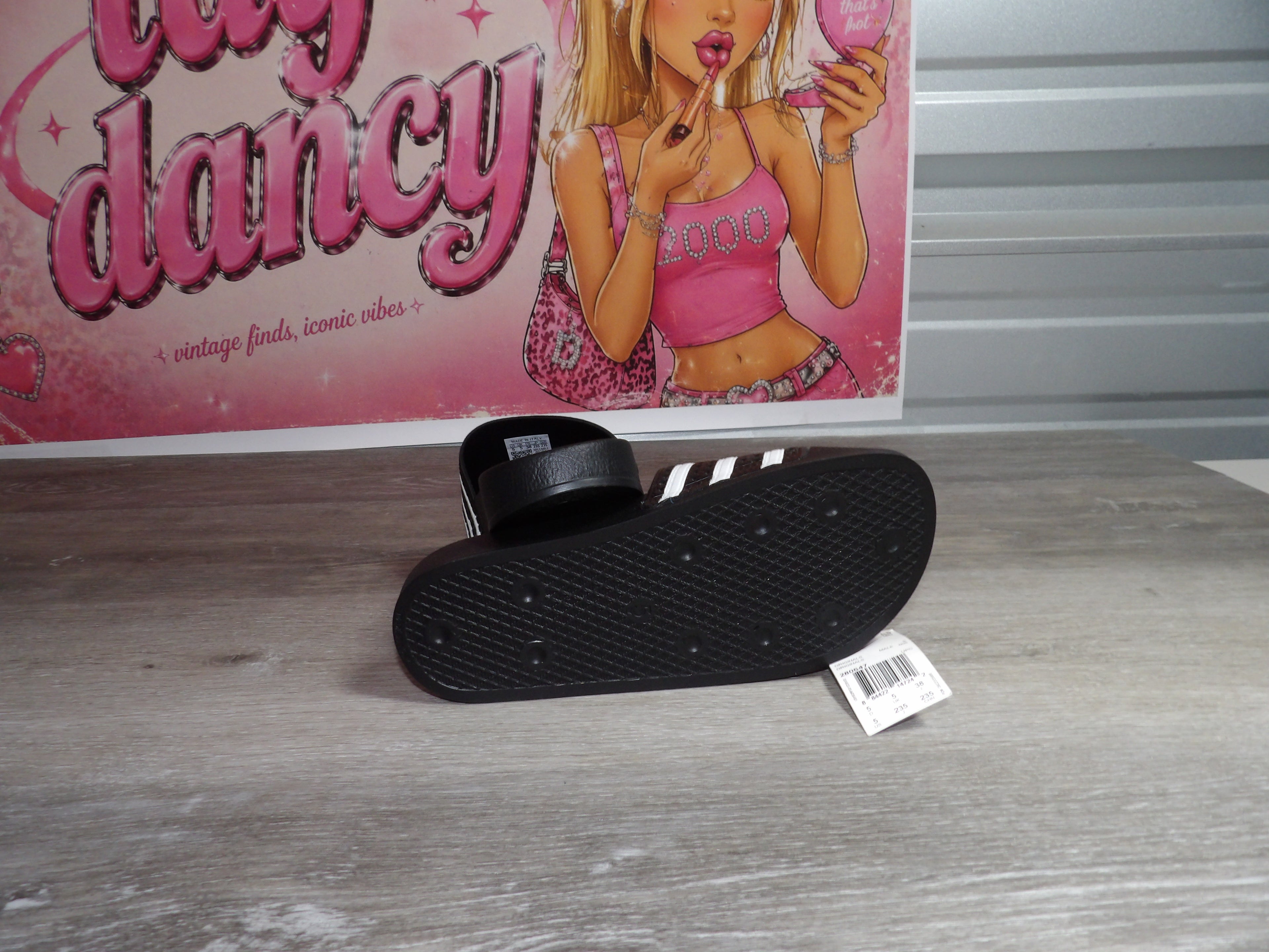 Adidas Classic Original Adilette Slides – Black/White (Size US 5)