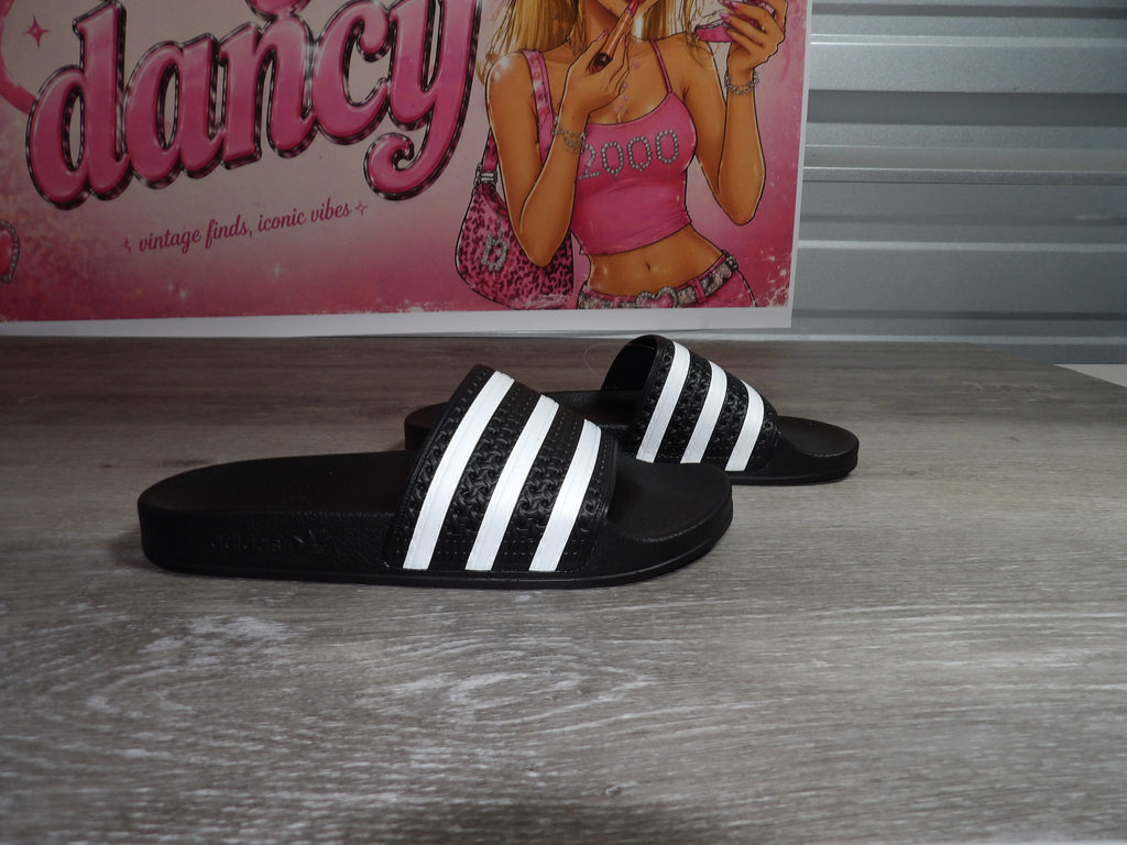 Adidas Classic Original Adilette Slides – Black/White (Size US 5)