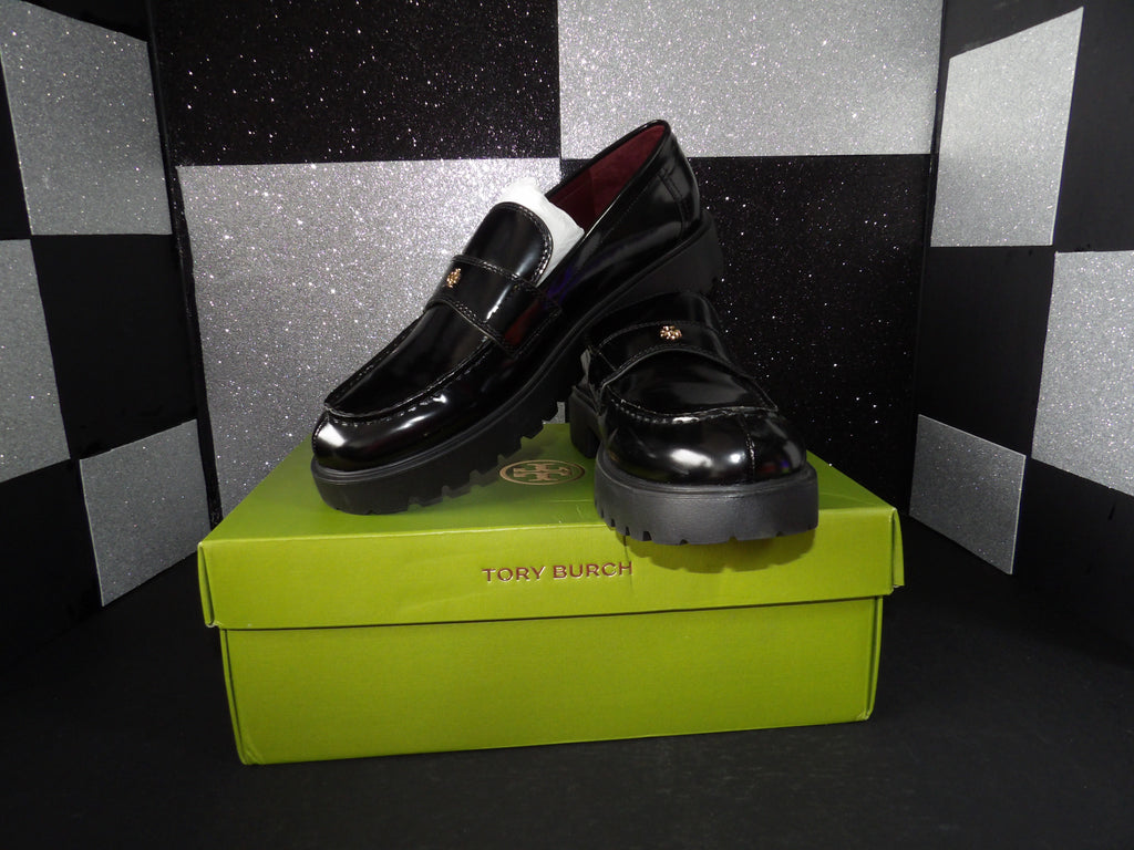 Tory Burch Classic Lug Sole Penny Loafers- Black (US 9W)