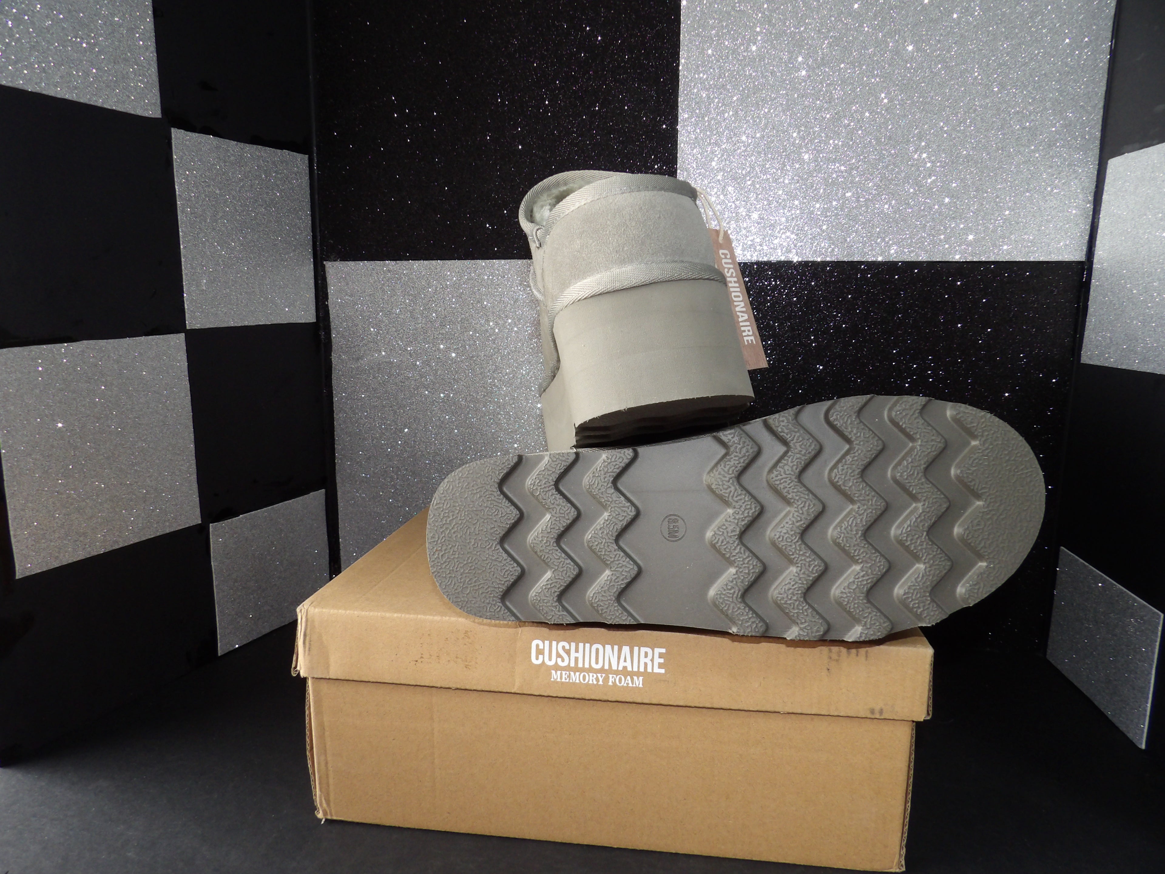 Cushionaire Luna Platform Mini Boots- Grey (US 8.5M 10W)