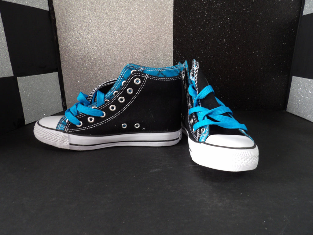 Collectio'O H-6051 High-Top Sneakers – Black/Turquoise (Size US 7)