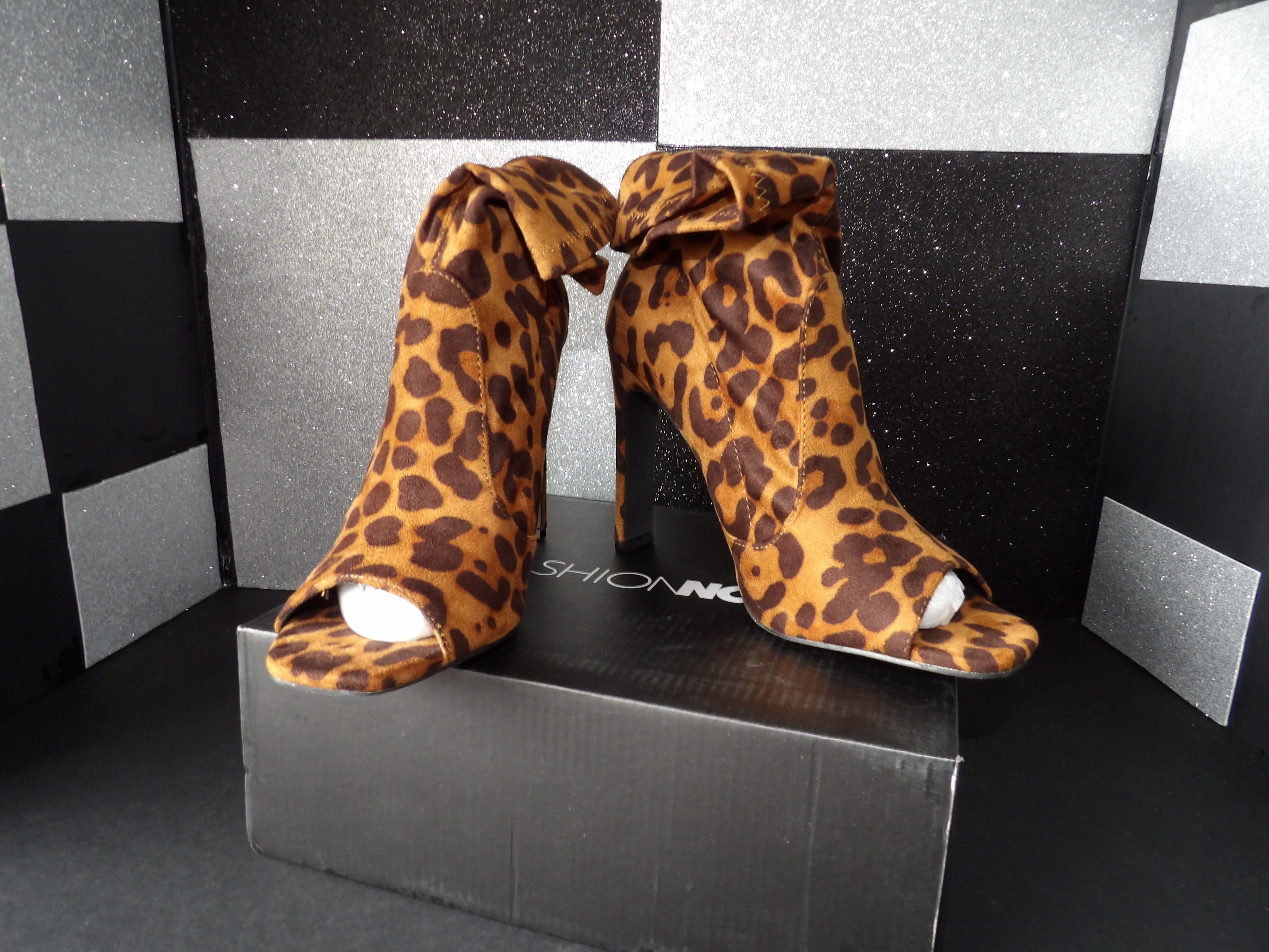Fashion Nova AIMEE301 Heeled Ankle Boots - Cheetah (Size US Women's 8)