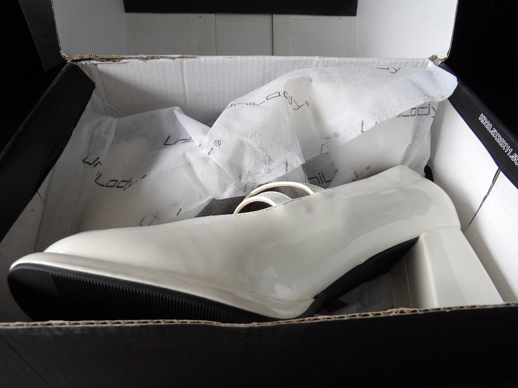 Untilady PRINCESS-10 Mary Jane Block Heel Pumps - White (Size US Women's 8)