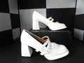 Untilady PRINCESS-10 Mary Jane Block Heel Pumps - White (Size US Women's 8)