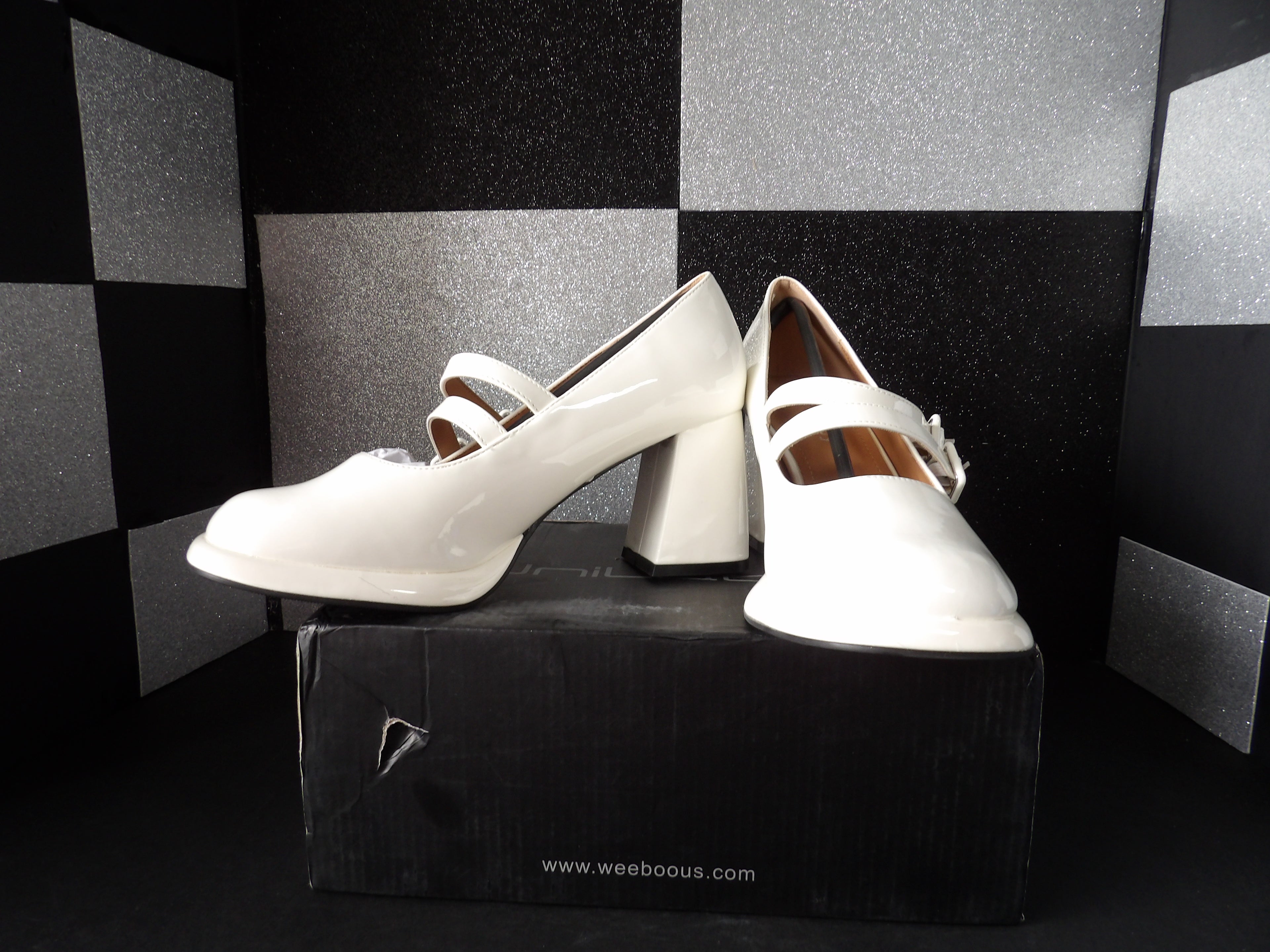 Untilady PRINCESS-10 Mary Jane Block Heel Pumps - White (Size US Women's 8)