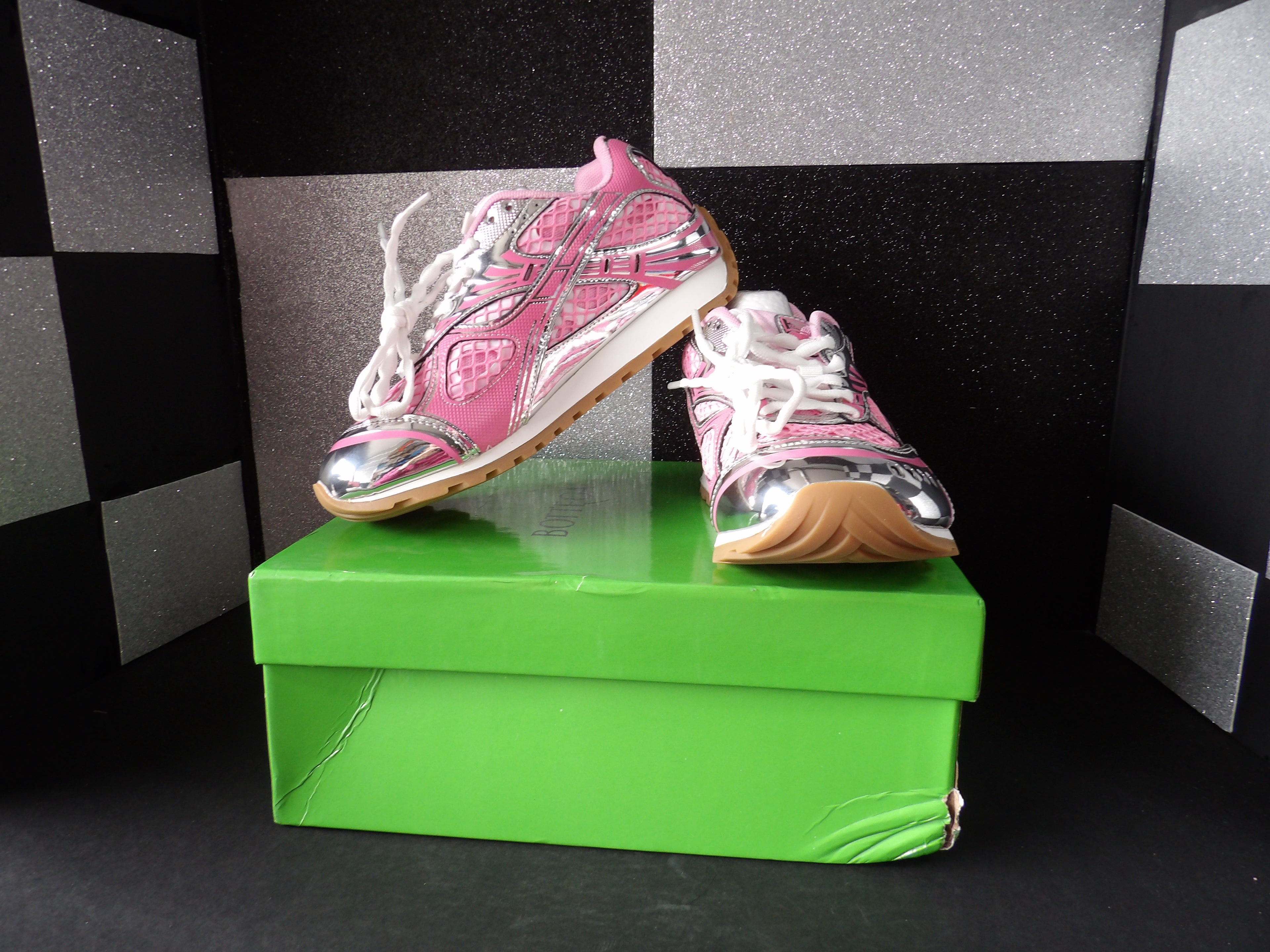 Bottega Veneta Orbit Sneakers – Pink/Silver (Size US Women's 6)