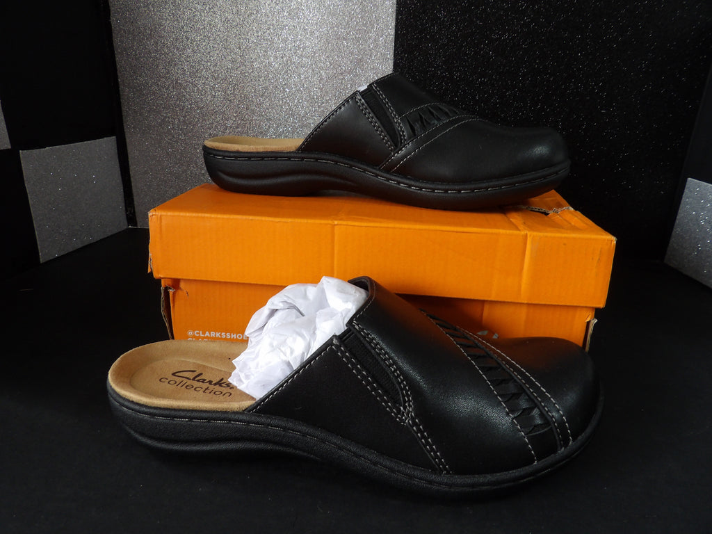 Clarks Laurieann Lux Leather Clogs – Black (Size US Women's 7)