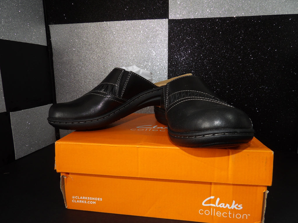 Clarks Laurieann Lux Leather Clogs – Black (Size US Women's 7)