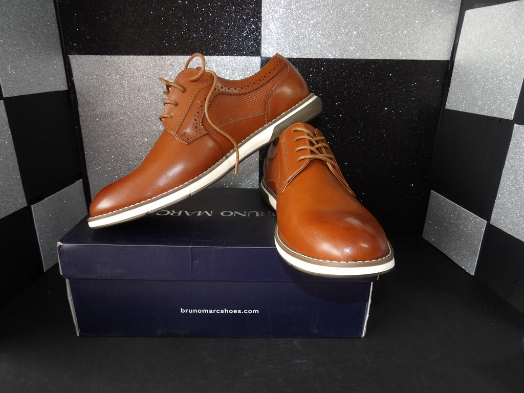Bruno Marc Men's Plain Toe Casual Oxford Dress Sneakers – Tan (Size US Men's 11)