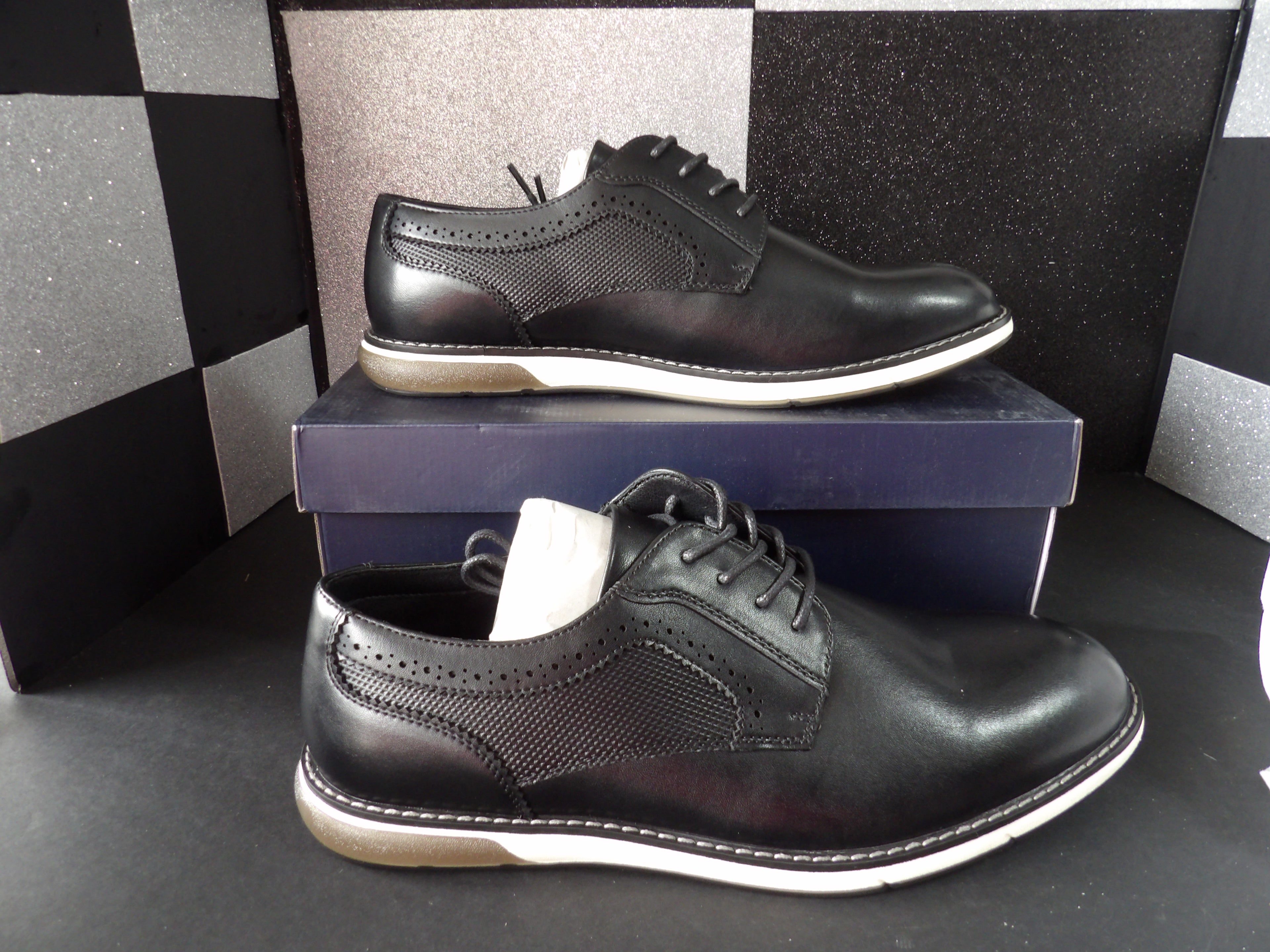 Bruno Marc Men's Plain Toe Casual Oxford Dress Sneakers - Black (Size US Men's 11)
