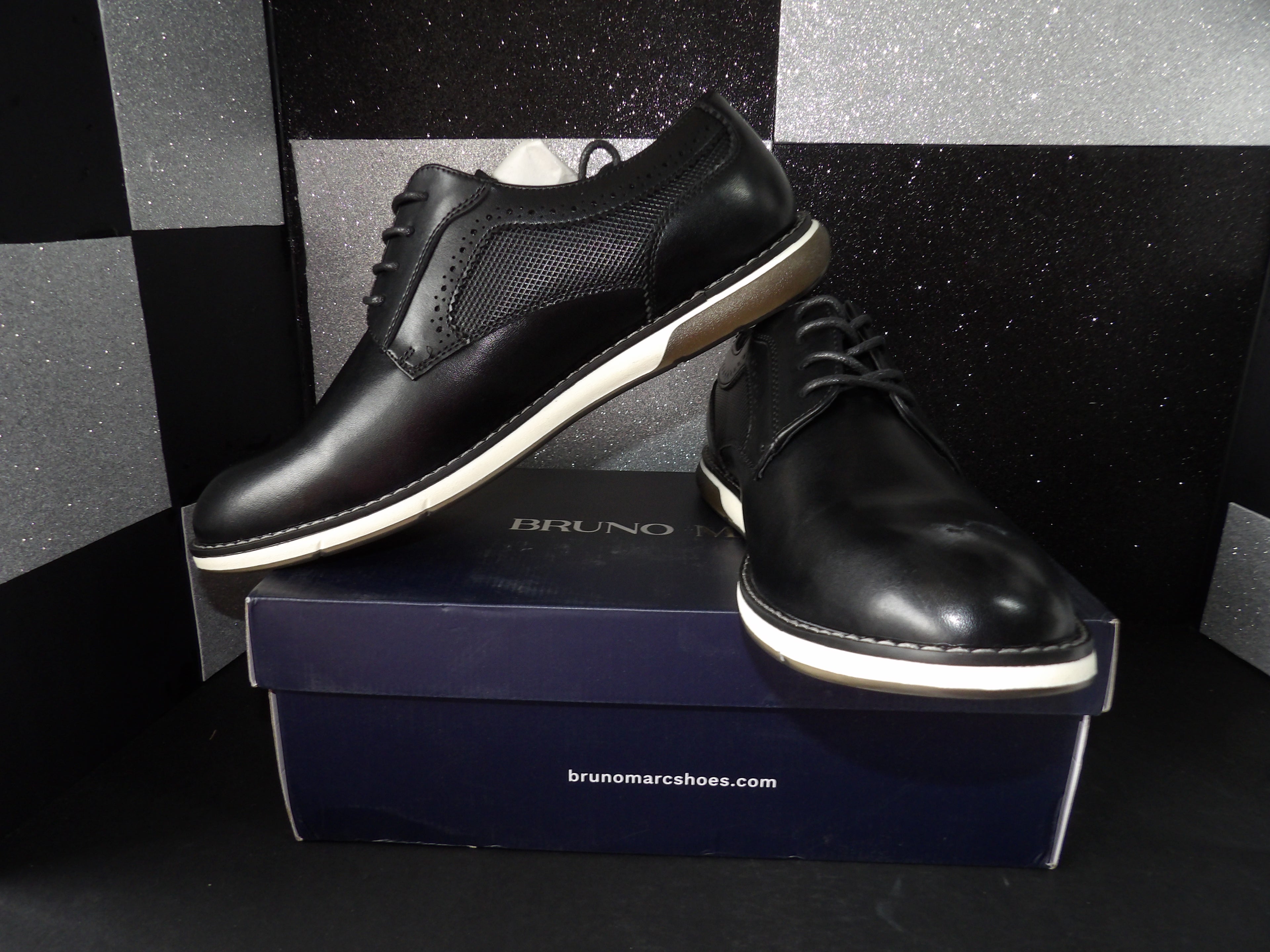 Bruno Marc Men's Plain Toe Casual Oxford Dress Sneakers - Black (Size US Men's 11)