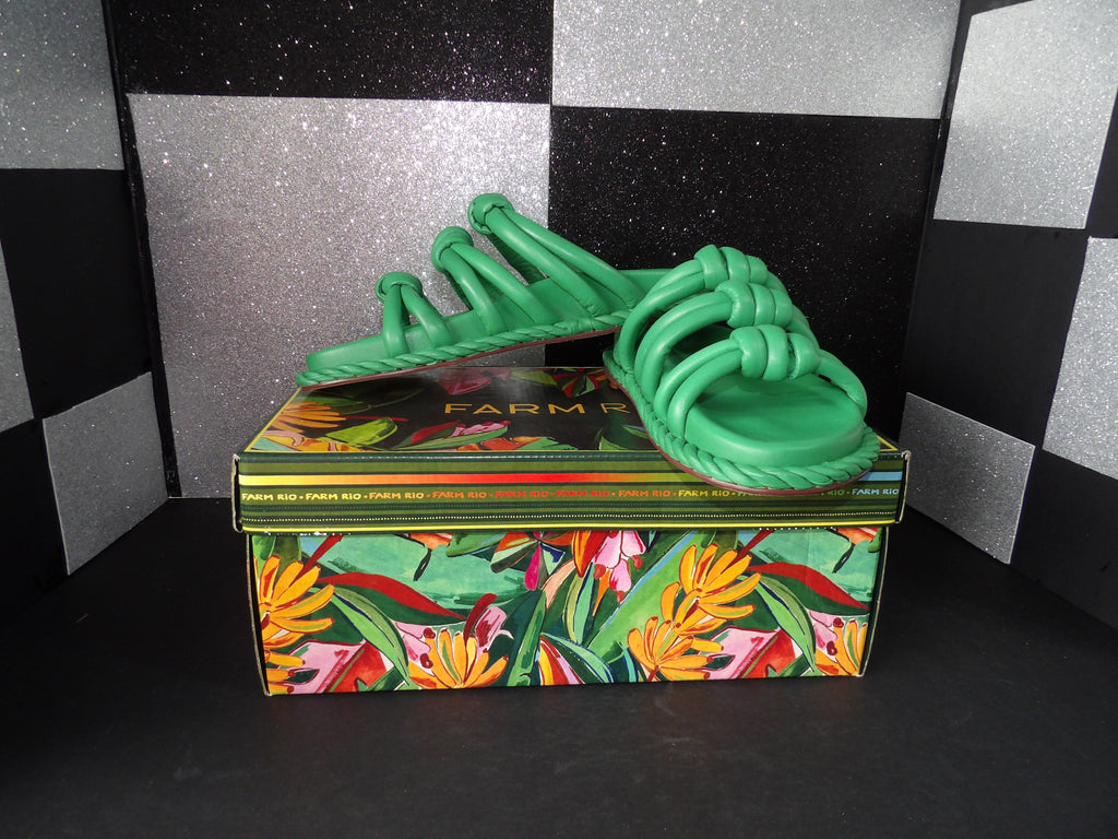 FARM Rio Green Tie Flat Sandal – Green (Size US Women's 7)