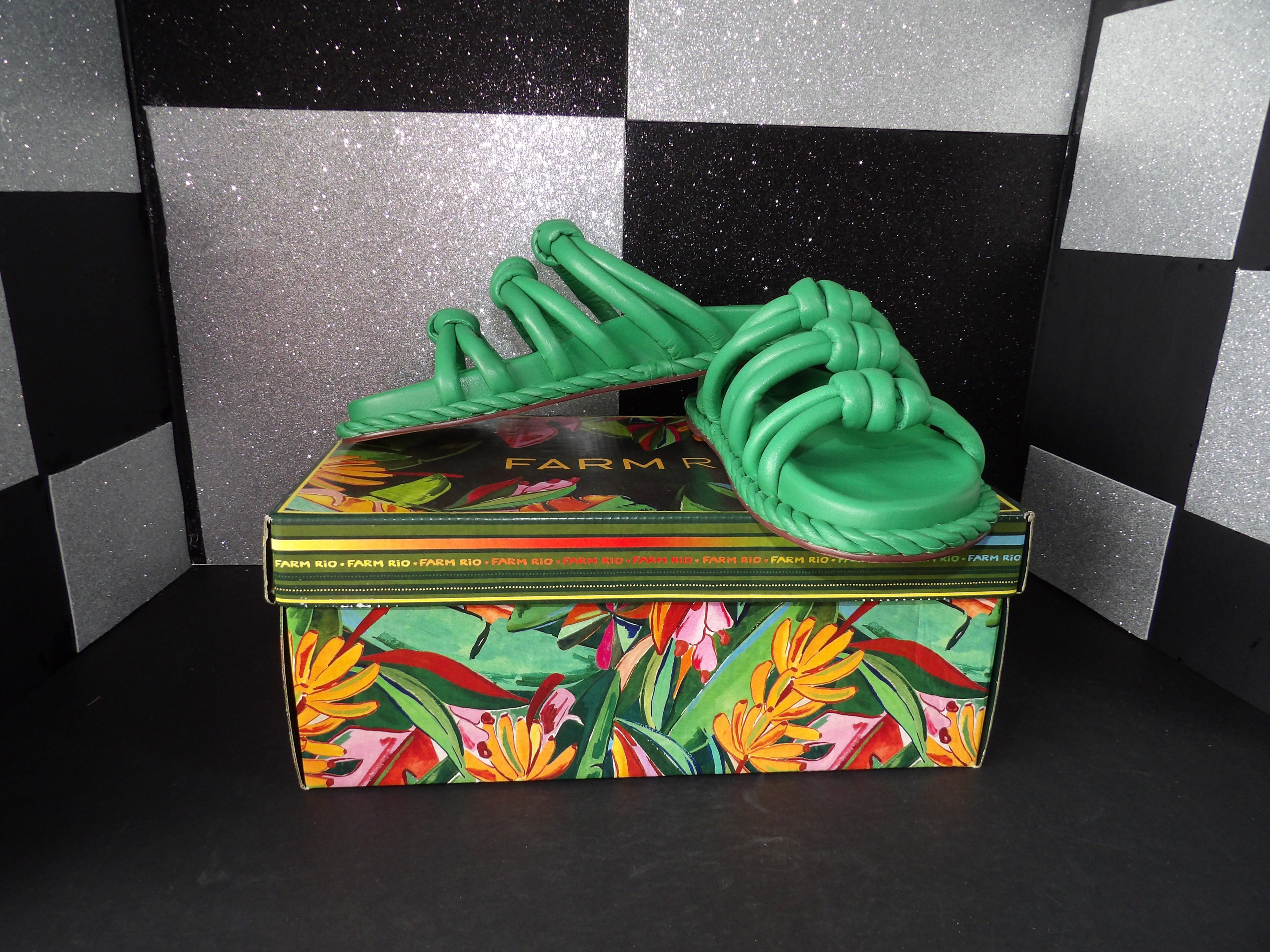 FARM Rio Green Tie Flat Sandal – Green (Size US Women's 7)