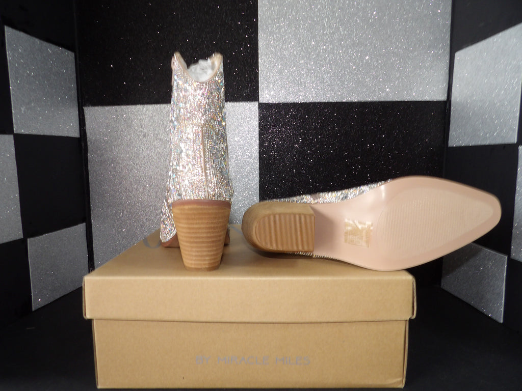 MI.IM Angel Rhinestone Western Ankle Boots – Silver Crystal (Size US Women's 7.5)