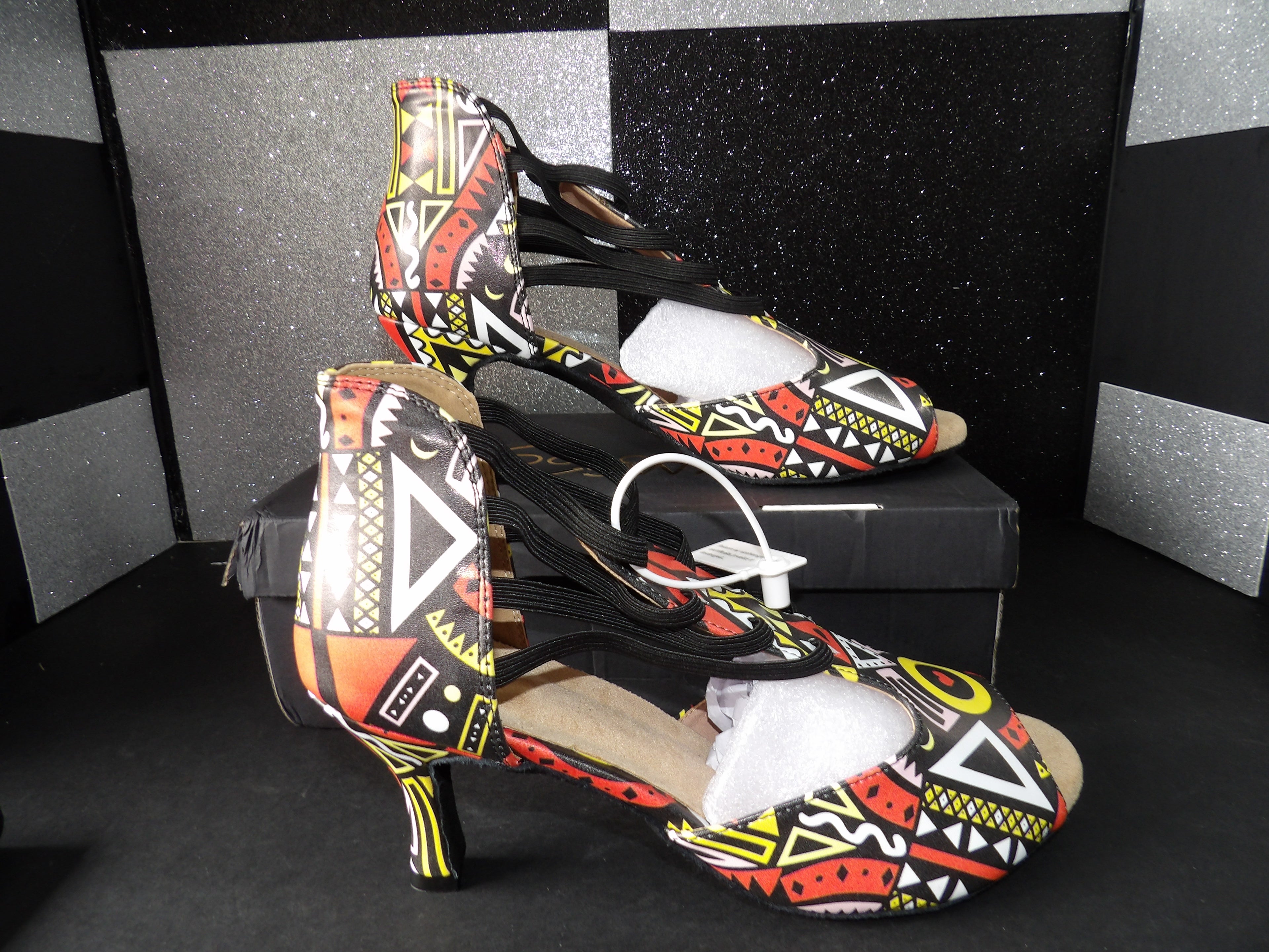 DANCE AND SWAY Heel- Black, Red, Yellow (US 9.5W)
